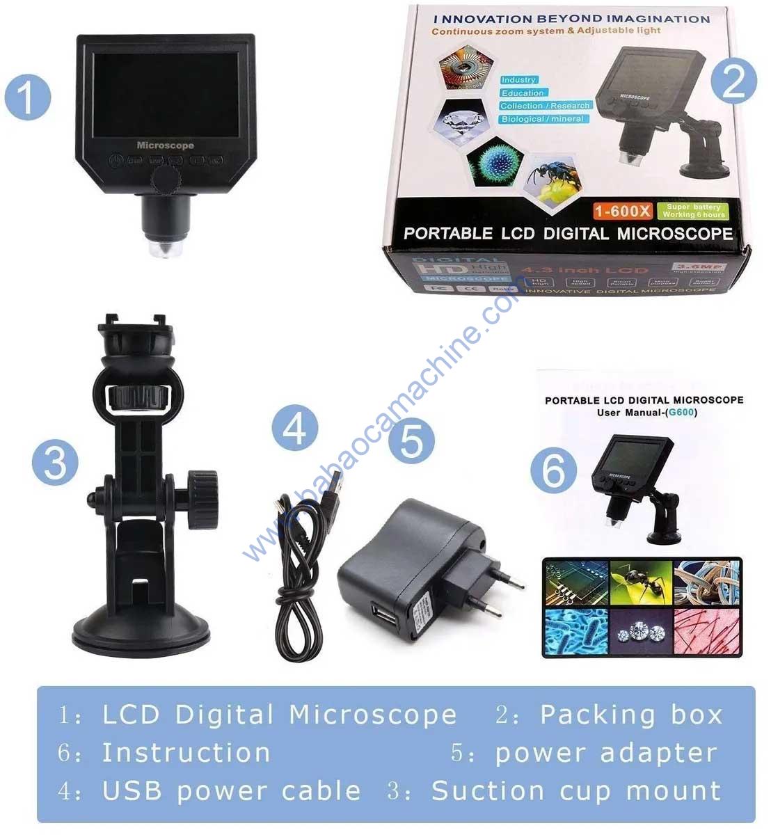 Portable LCD digital microscope